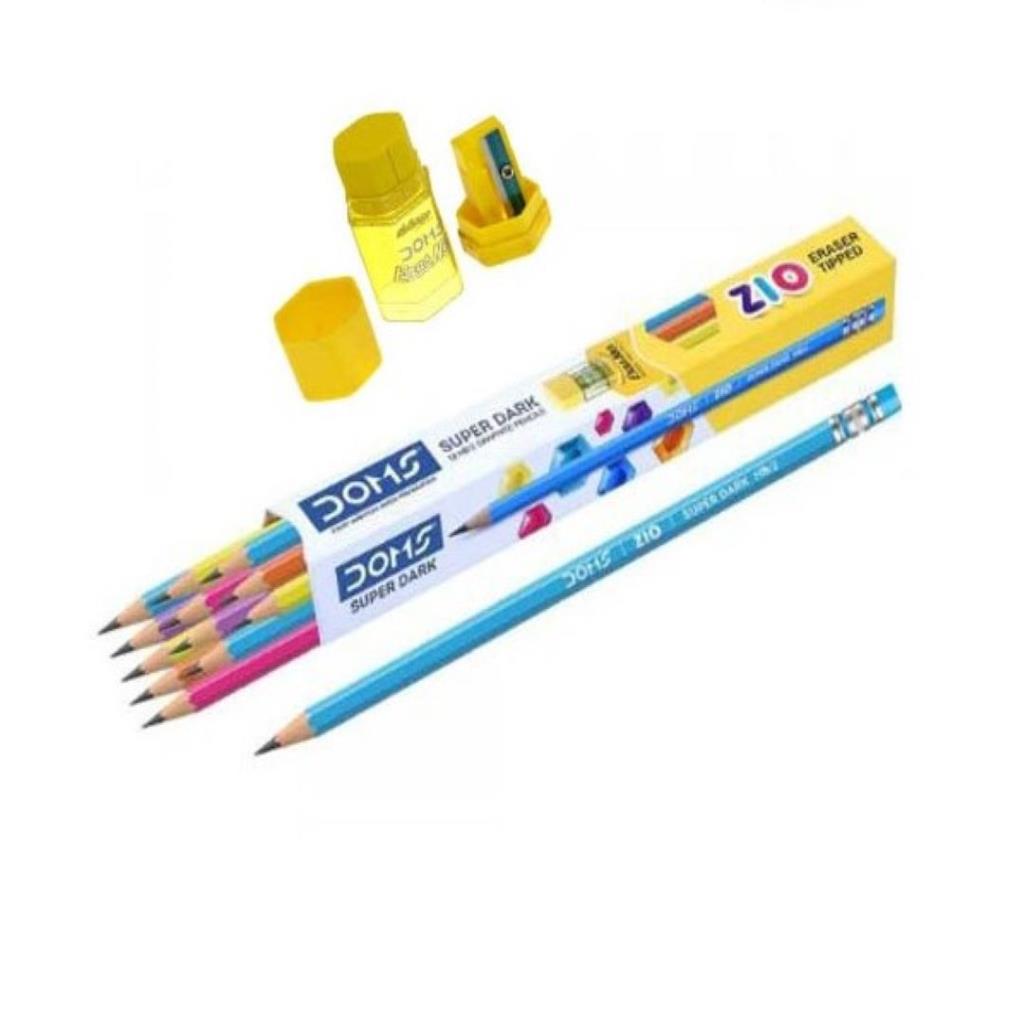 أقلام رصاص دومز زيو سوبر دارك HB مع مبراة – عبوة مميّزة